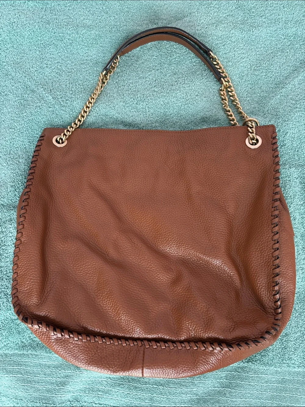 NWOT Michael Kors Chestnut Brown Pebble Leather Tassel Hobo Shoulder Bag